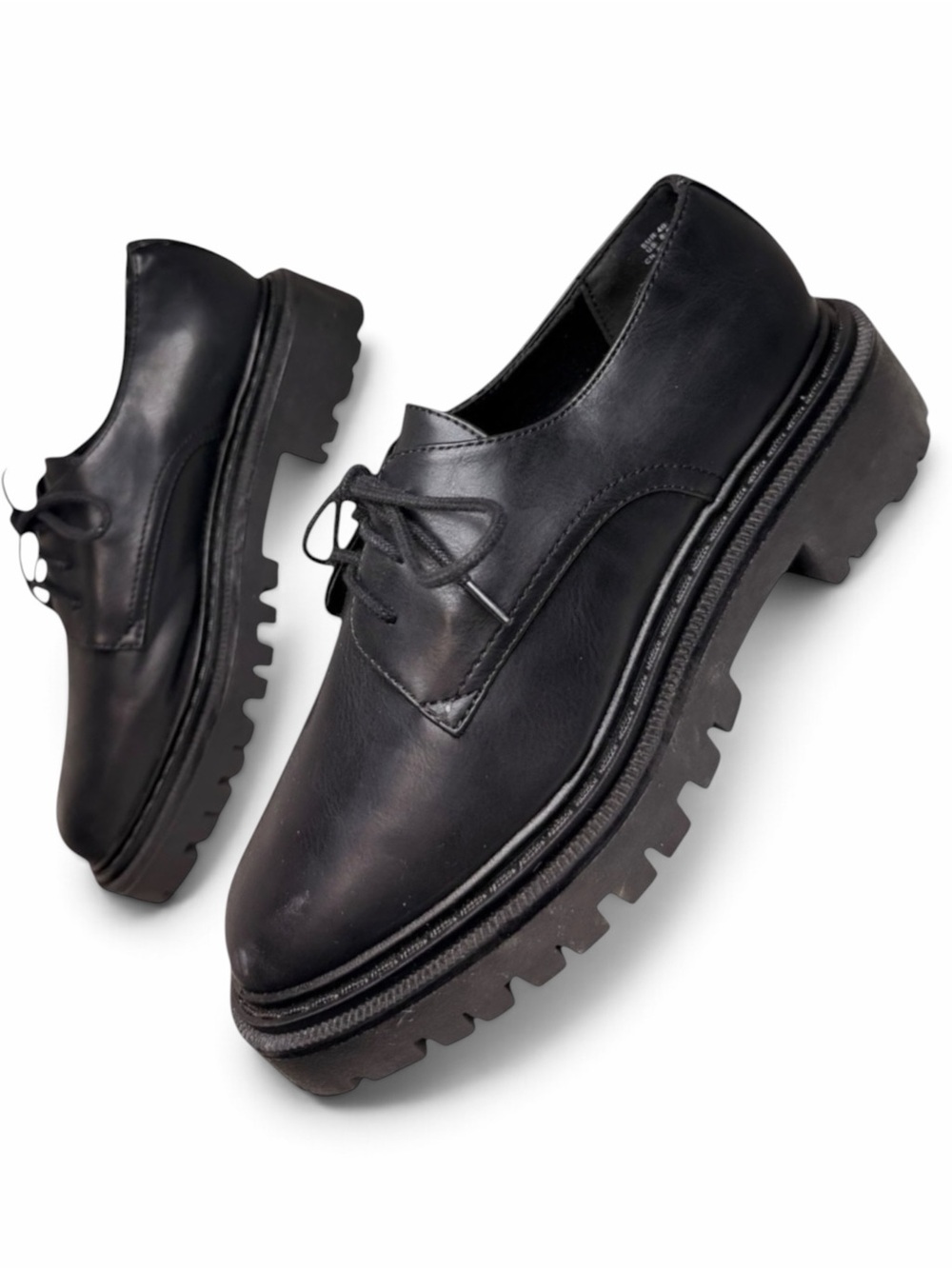H&M Chunky Platform Derby Oxford Shoes Black Womens 8.5